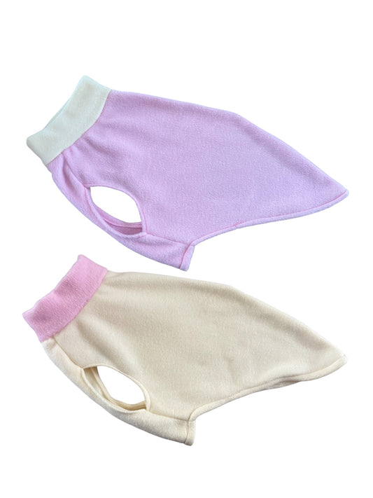 Fleece Vest - Baby Pink & White
