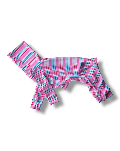 Ribbed Jersey Suit - Pink Stripes