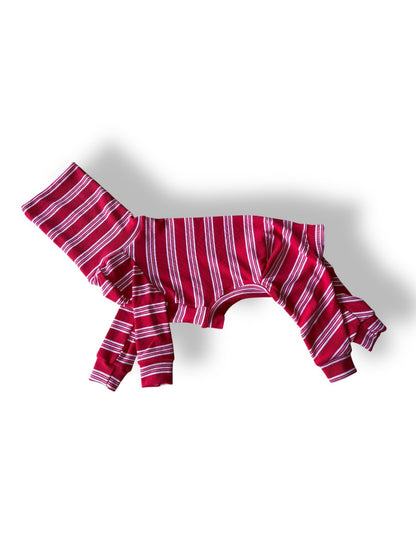 Ribbed Jersey Suit - Red Stripe