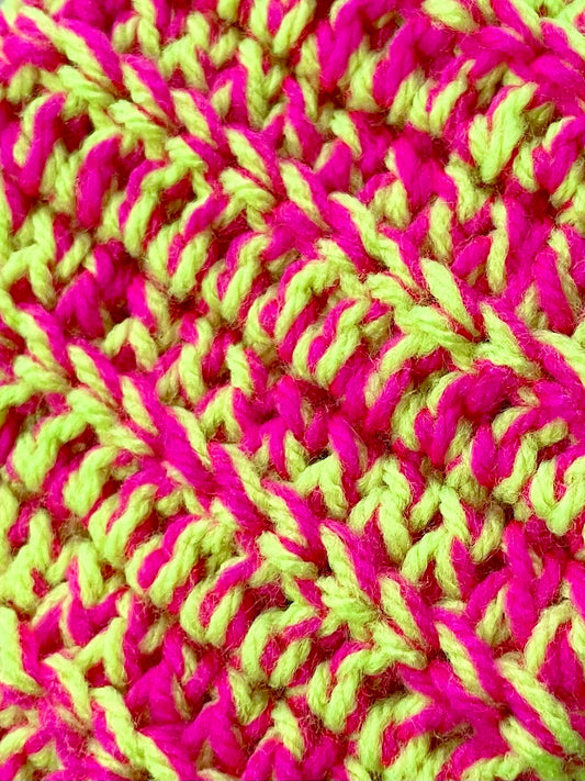 Chunky Knitted Snood - Hi-Vis Pink & Yellow