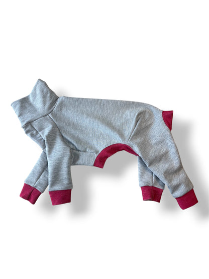 Sweatshirt Suit- Marl Grey & Pink