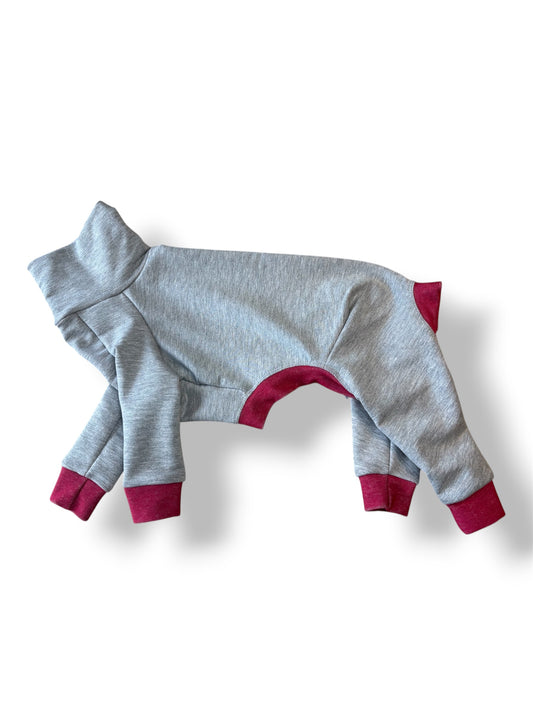 Sweatshirt Suit- Marl Grey & Pink