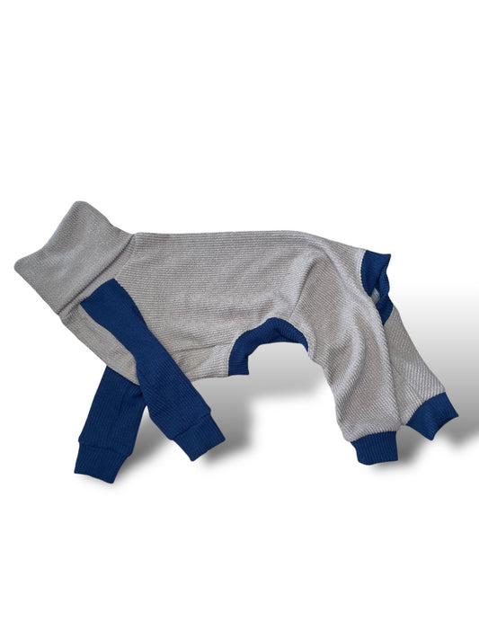 Ribbed Jersey Suit - Camel & Navy