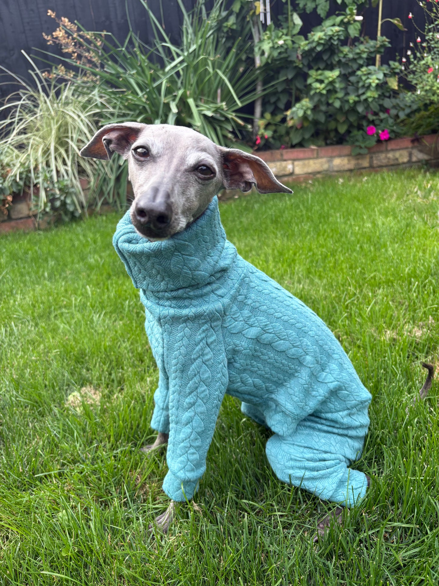 Jersey Cable Knit Suit - Petrol Blue