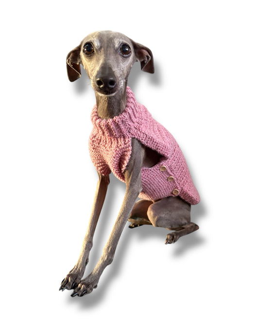 Knitted Jumper - Button Up - Pink Ruffle