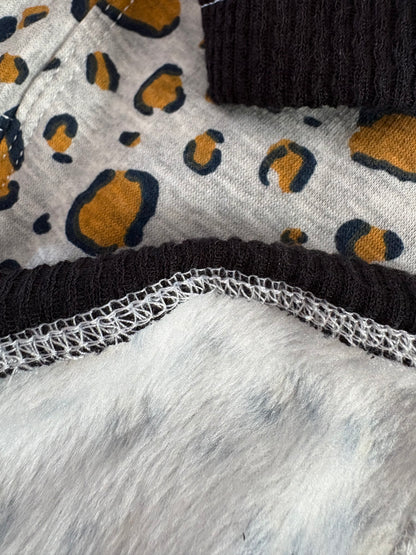 Fleece Lined Sweatshirt Jumper - Leopard Print