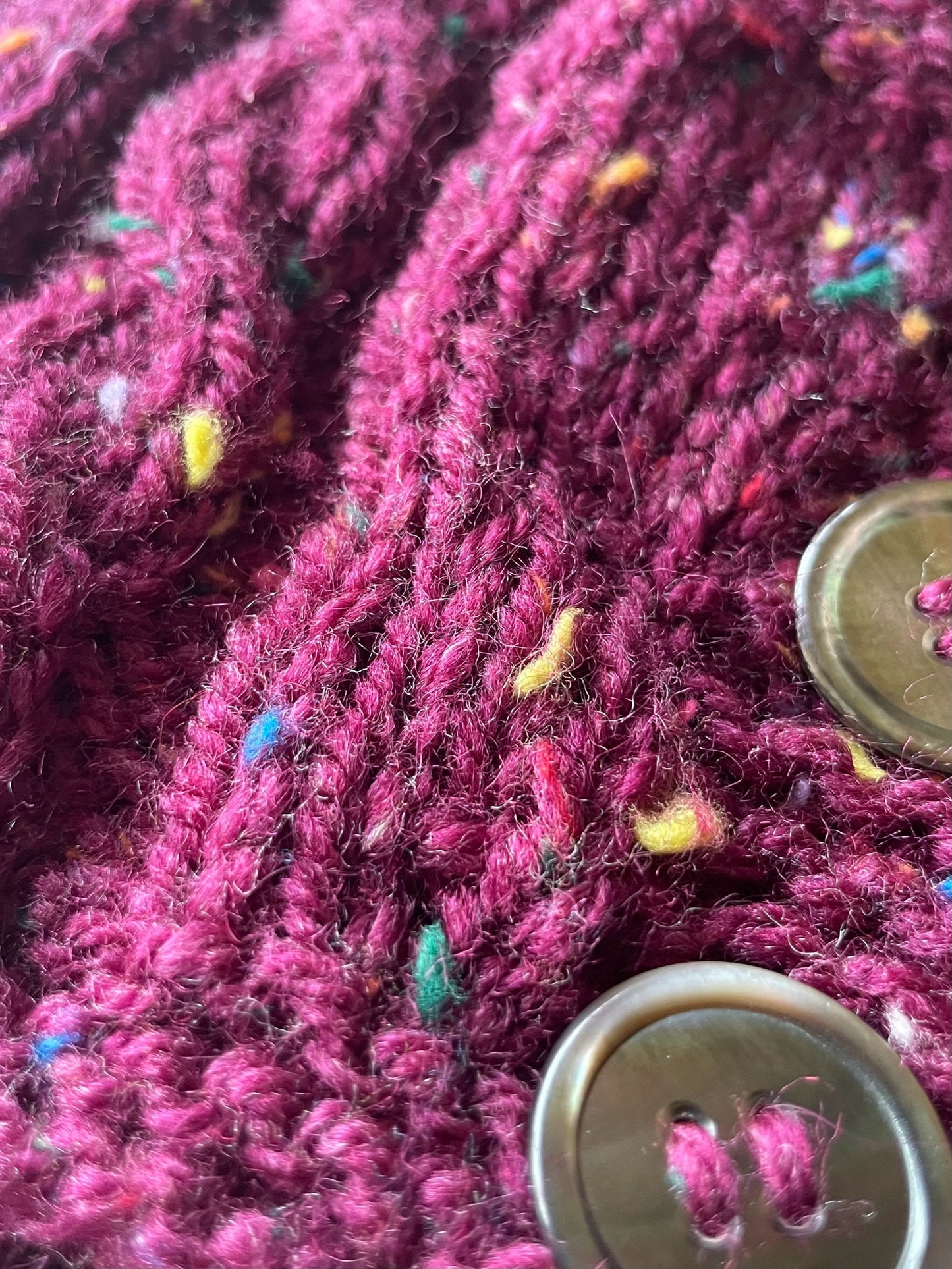 Knitted Coat - Button Up - Speckled Plum