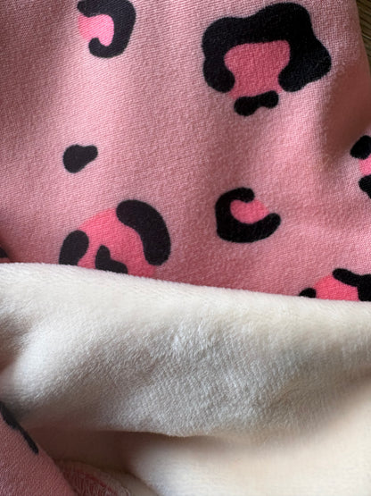 Fleece Lined Sweatshirt Suit - Pink Leopard