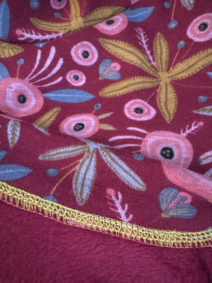 Fleece Lined Sweatshirt Suit - Red Folk Flowers