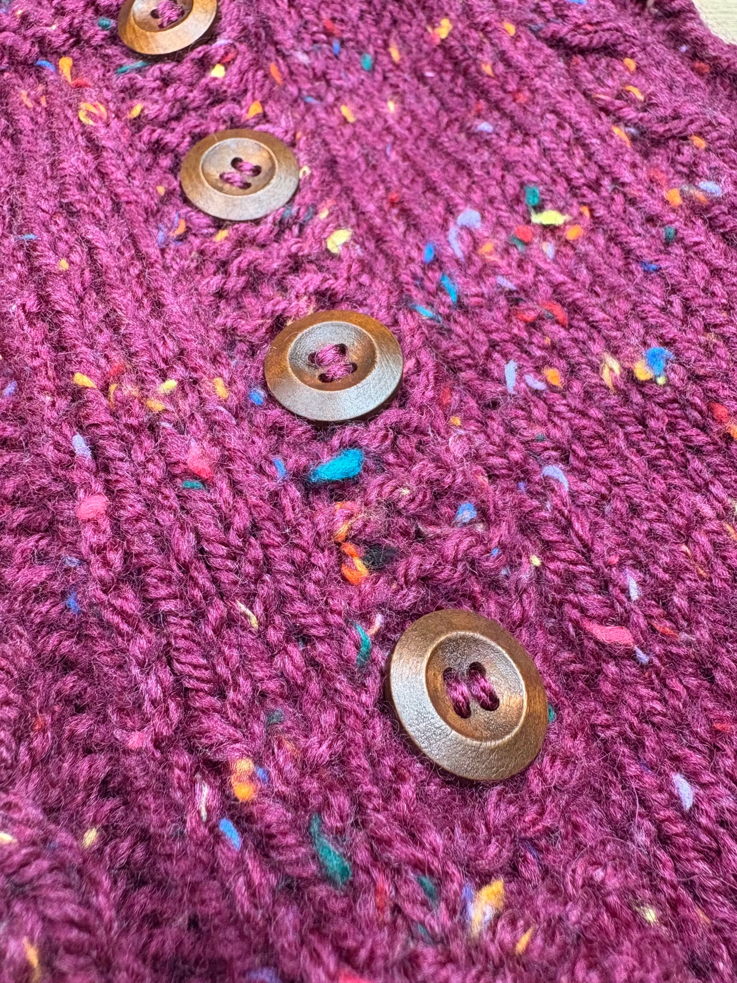 Knitted Coat - Button Up - Speckled Plum