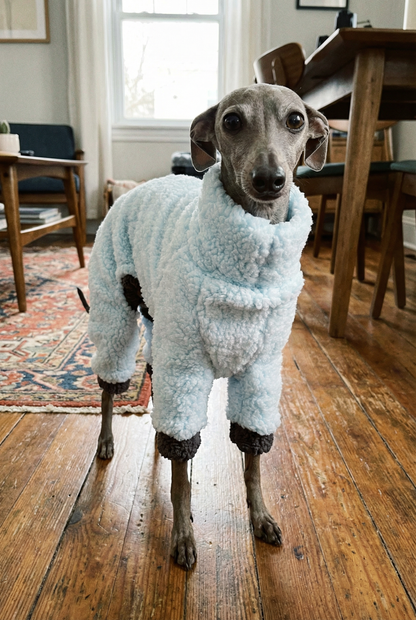 Cuddle Fur Fleece Suit - Baby Blue & Grey