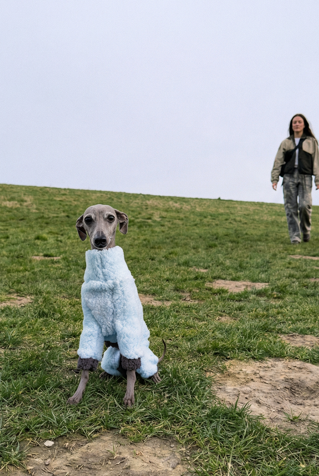 Cuddle Fur Fleece Suit - Baby Blue & Grey