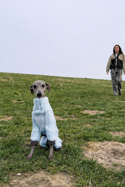 Cuddle Fur Fleece Suit - Baby Blue & Grey