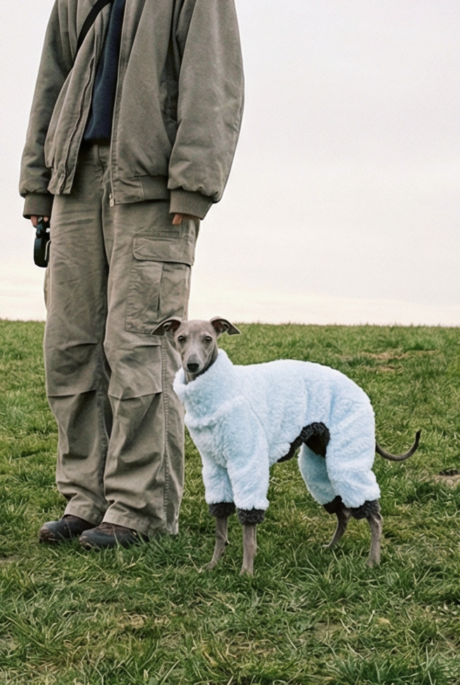 Cuddle Fur Fleece Suit - Baby Blue & Grey