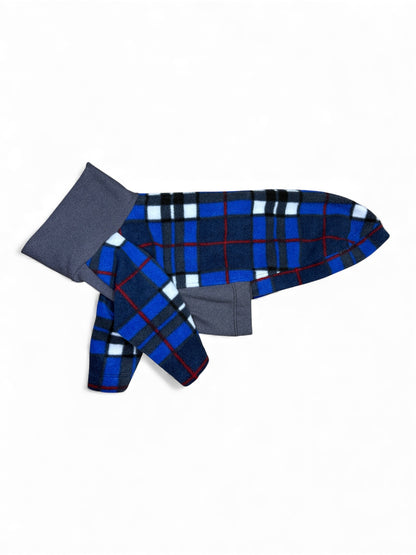 Fleece & Jersey Blend Jumper - Blue Plaid Tartan Mix