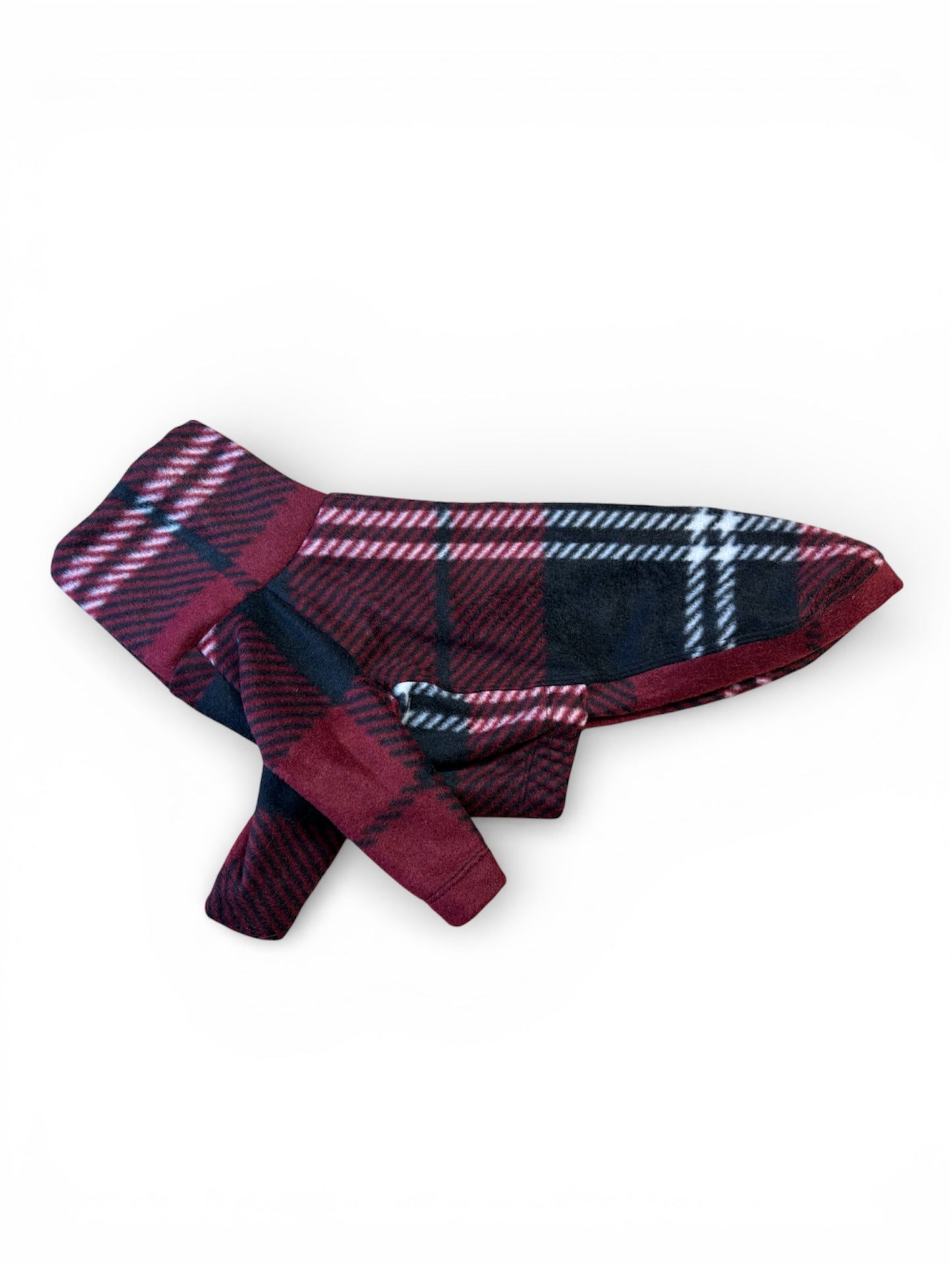 Fleece Jumper - Burgundy Tartan