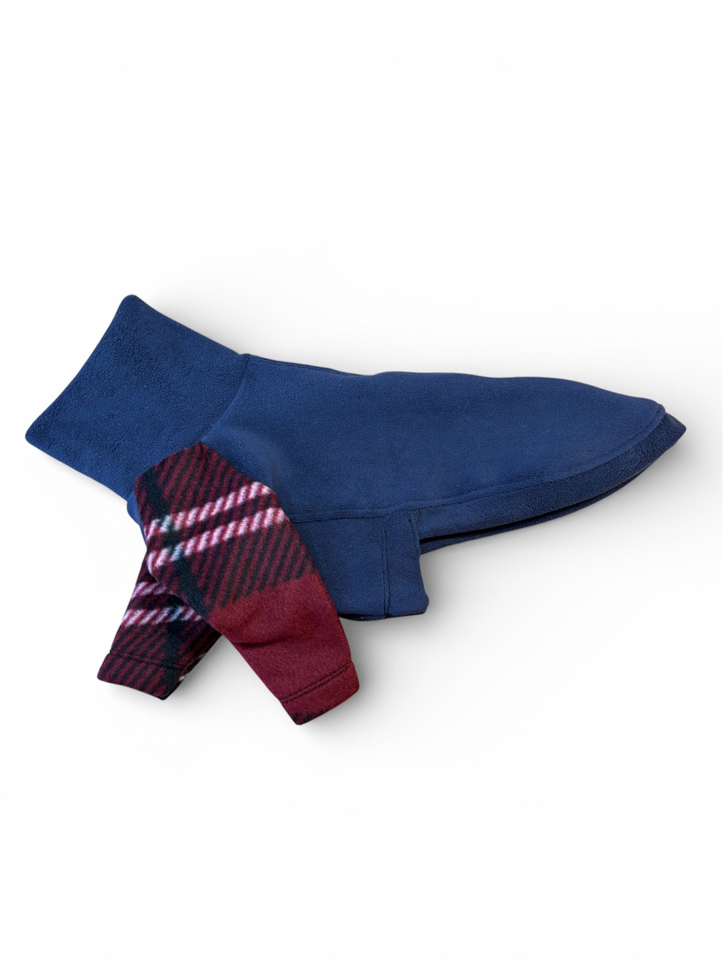 Ultra-Stretch Fleece Jumper - Burgundy Tartan & Navy