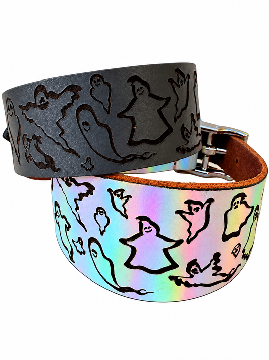 Leather Collar - HALLOWEEN - Ghosties