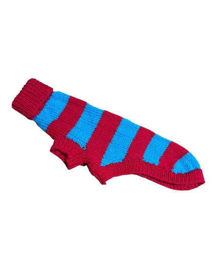 Knitted Jumper - Red & Blue Stripe