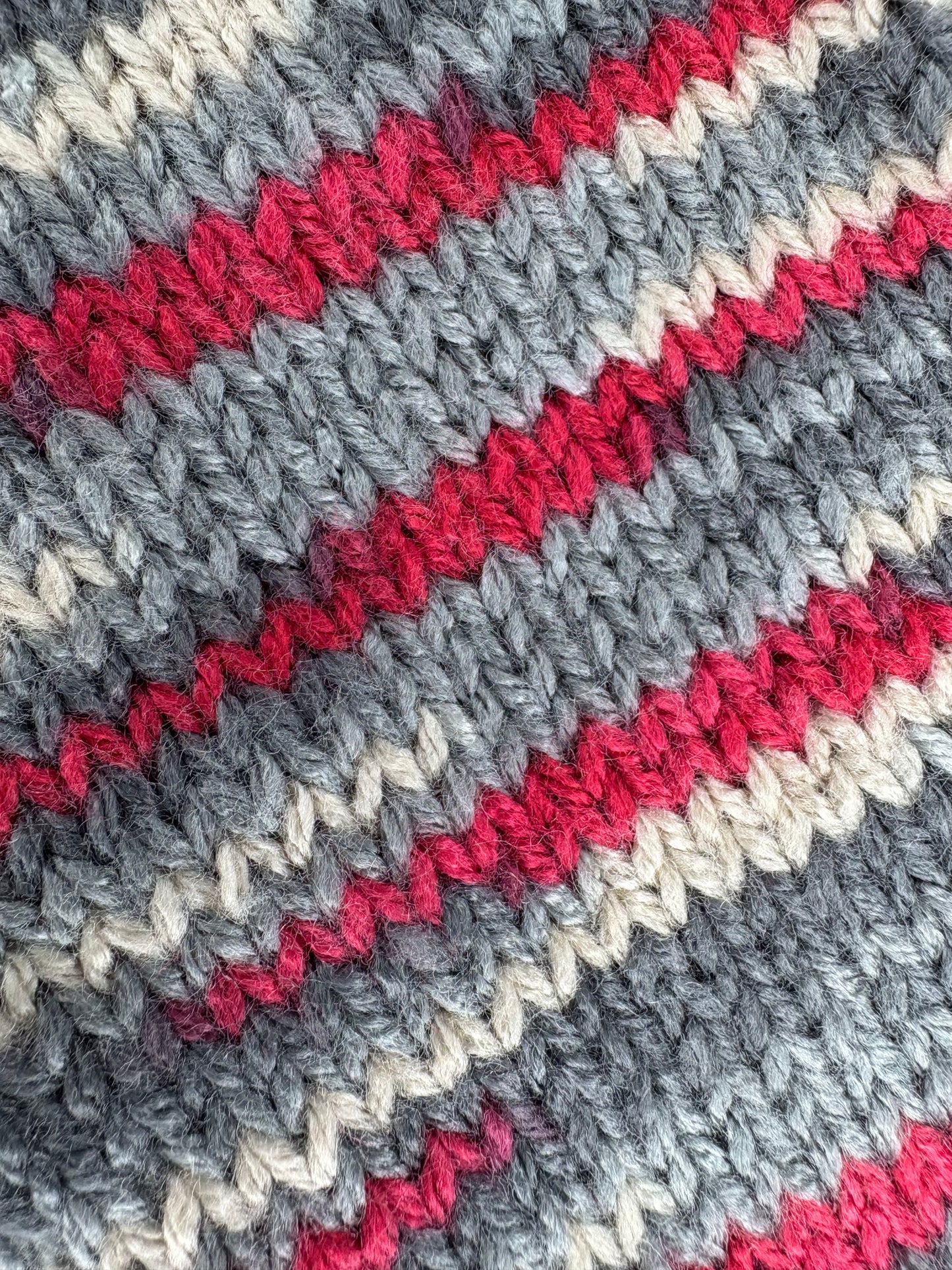 Knitted Jumper - Grey & Pink Stripe