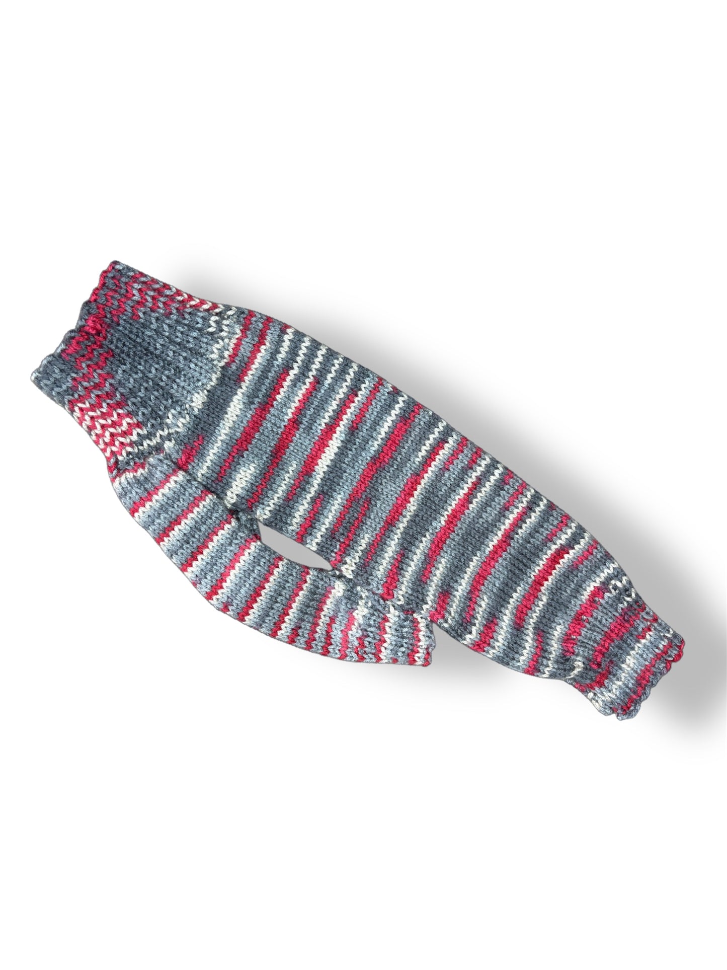 Knitted Jumper - Grey & Pink Stripe