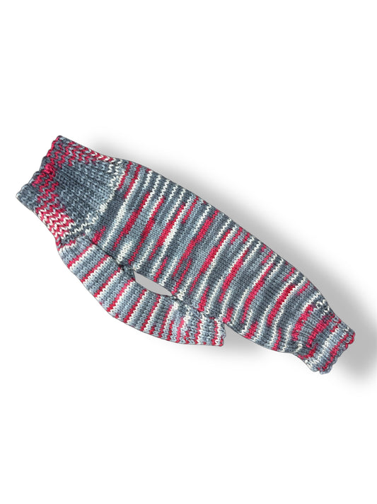 Knitted Jumper - Grey & Pink Stripe