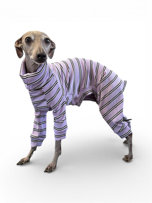 Ribbed Jersey Suit - Lilac Stripe