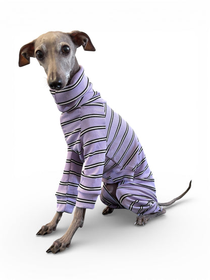 Ribbed Jersey Suit - Lilac Stripe