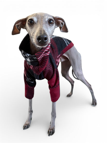 Fleece Jumper - Burgundy Tartan