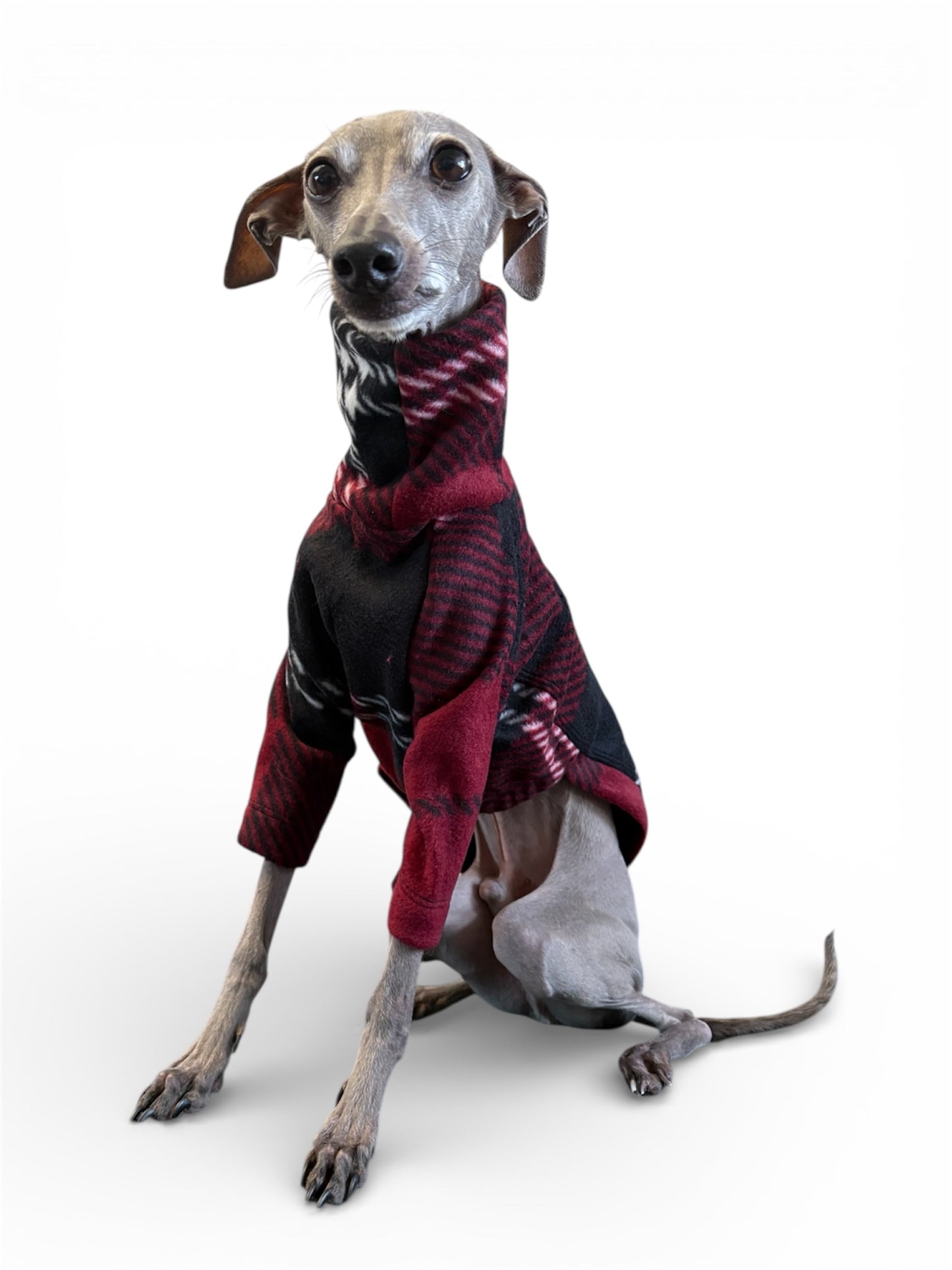 Fleece Jumper - Burgundy Tartan