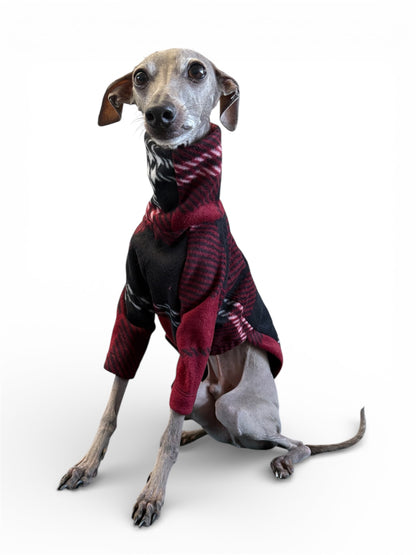 Fleece Jumper - Burgundy Tartan