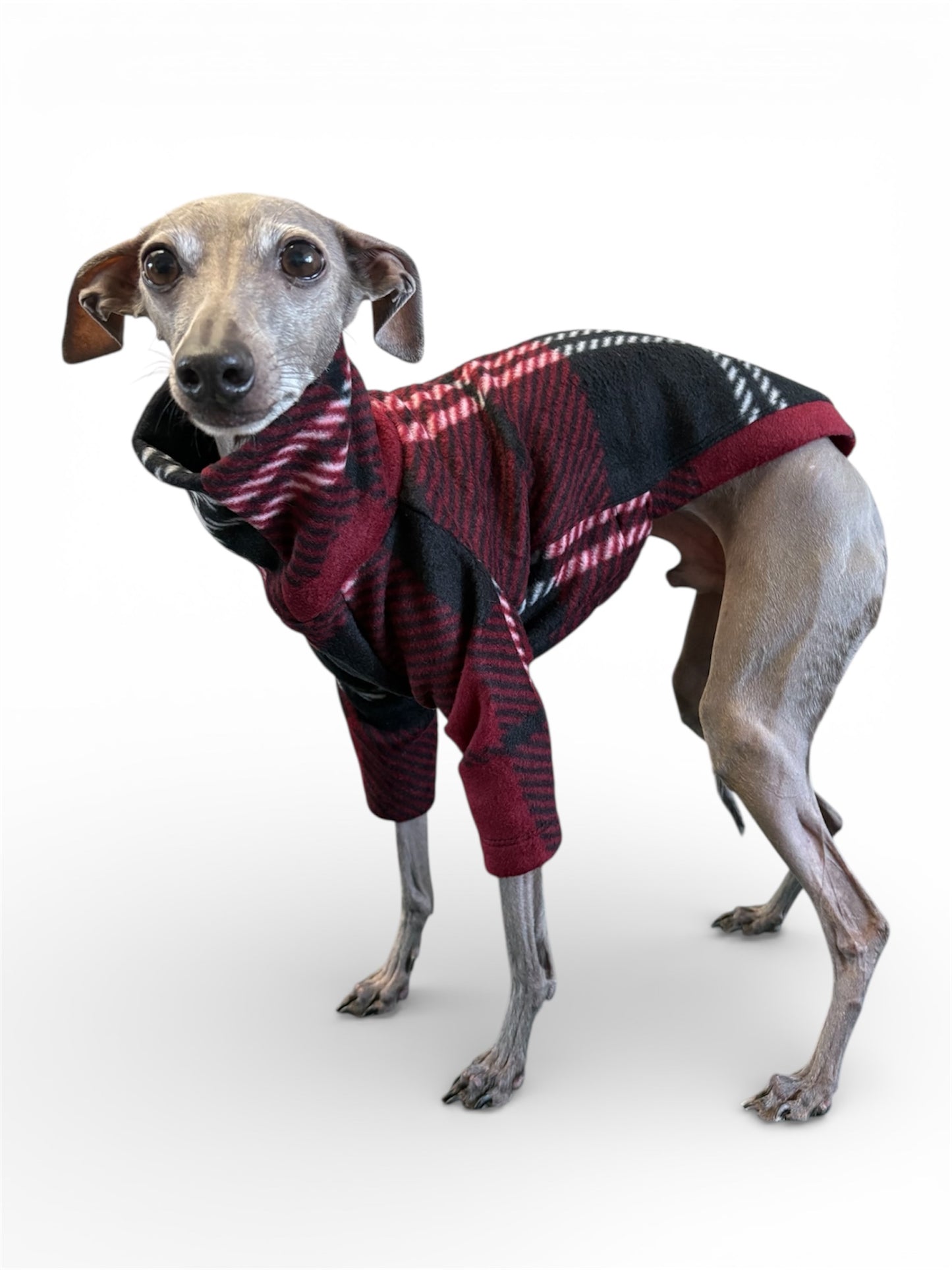 Fleece Jumper - Burgundy Tartan