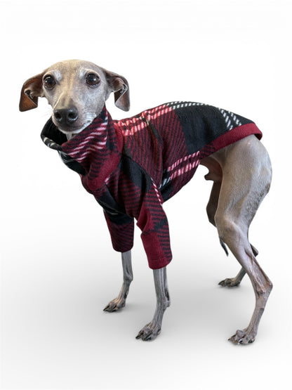 Fleece Jumper - Burgundy Tartan
