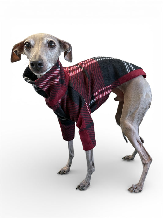 Fleece Jumper - Burgundy Tartan