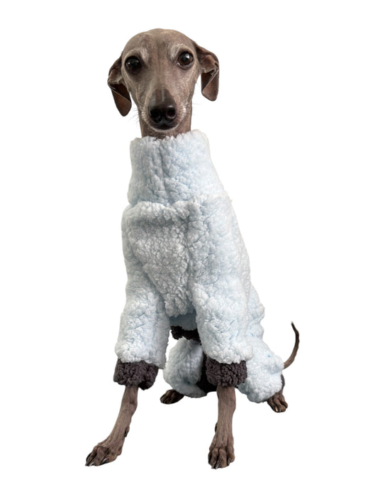 Cuddle Fur Fleece Suit - Baby Blue & Grey