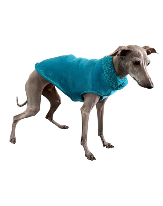 Sherpa Lined Fleece Vest - Cyan