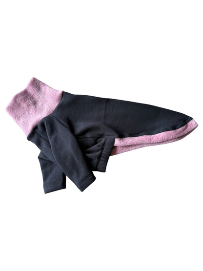 Fleece Lined Sweatshirt Jumper - Black & Pink
