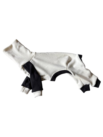 Ultra-Stretch Fleece Suit - White & Black Tuxedo
