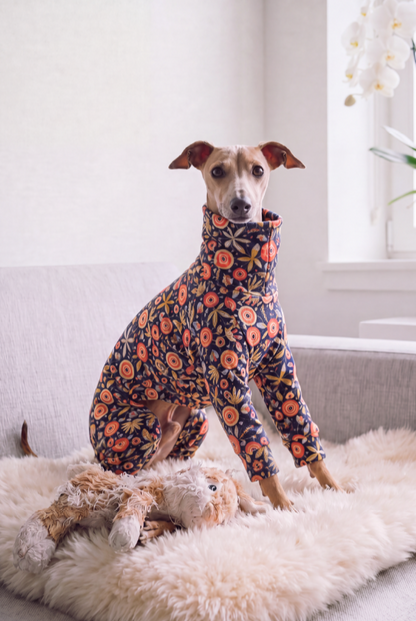 Fleece Lined Sweatshirt Suit - Navy Folk Flowers