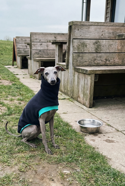 Open-Leg Fleece Vest - Black & Aqua