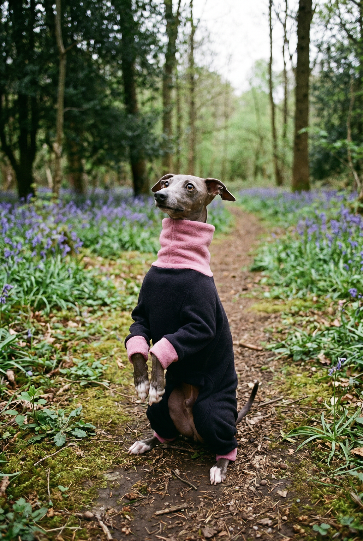 Fleece Lined Sweatshirt Suit - Black & Pink
