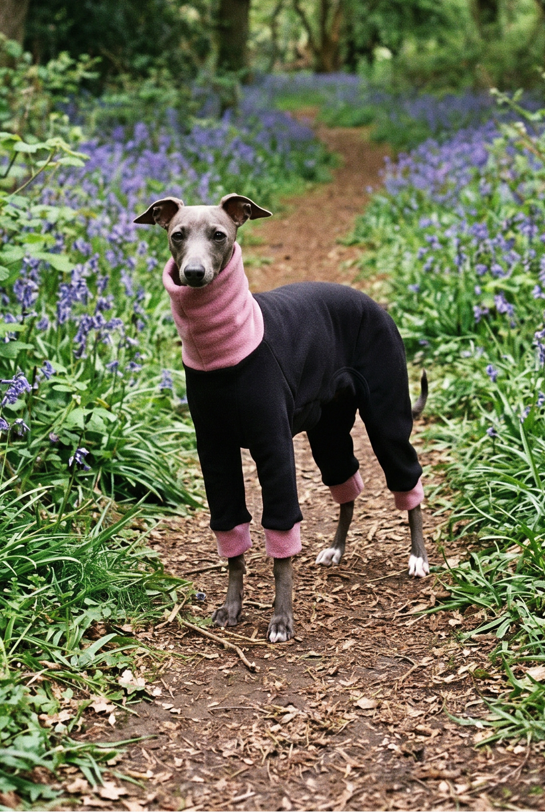 Fleece Lined Sweatshirt Suit - Black & Pink