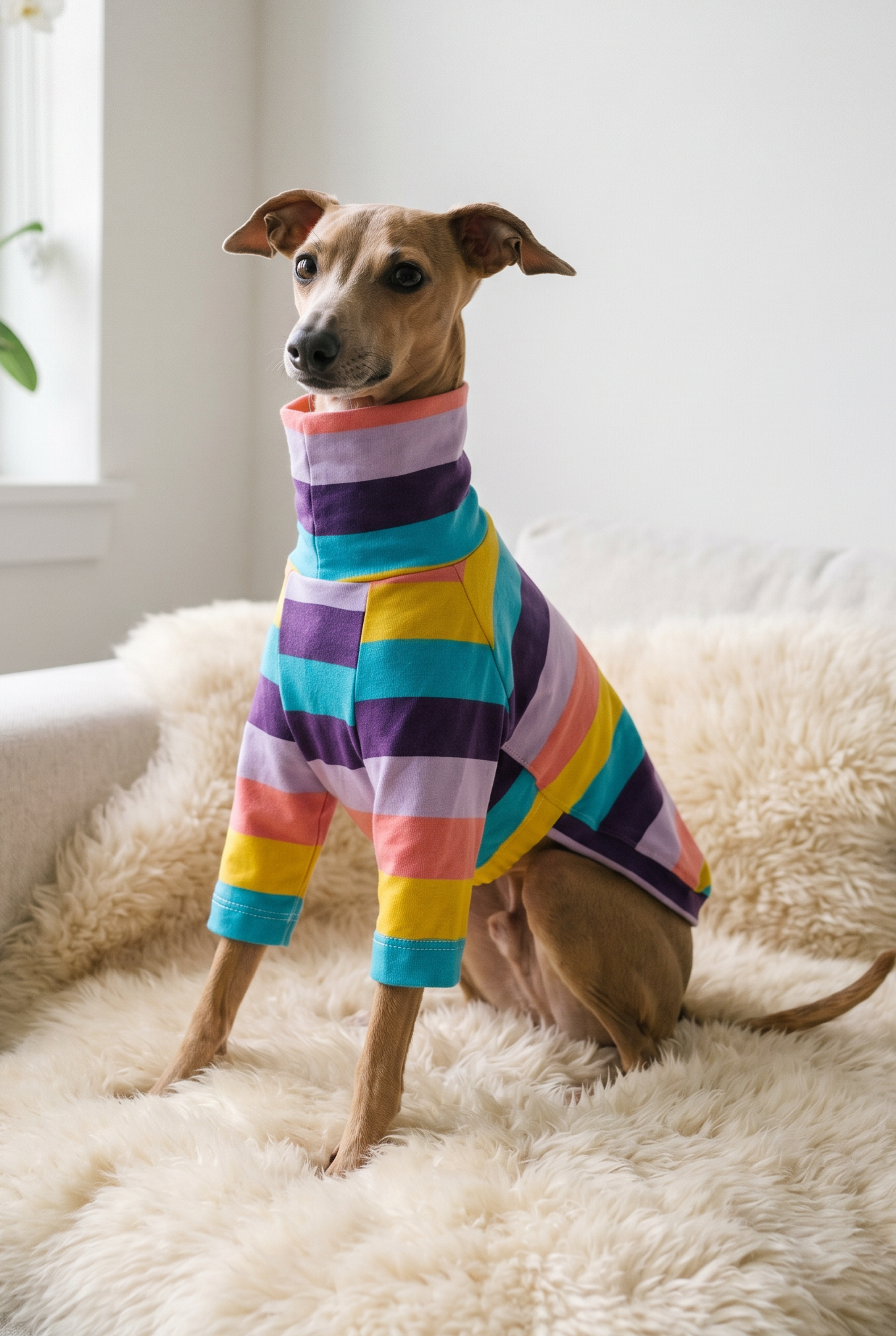 Italian Greyhound and Whippet clothing, sighthound jumpers, dog fleece, dog pyjamas, knitted dog sweaters, Whippet coats, Italian Greyhound jumpers, warm dog clothing, slim fit dogwear, luxury dog apparel, cosy dog fleece, dog hoodies, handmade sighthound clothing, lightweight dog coats, stylish dog outfits, winter dogwear for Whippets and Italian Greyhounds.