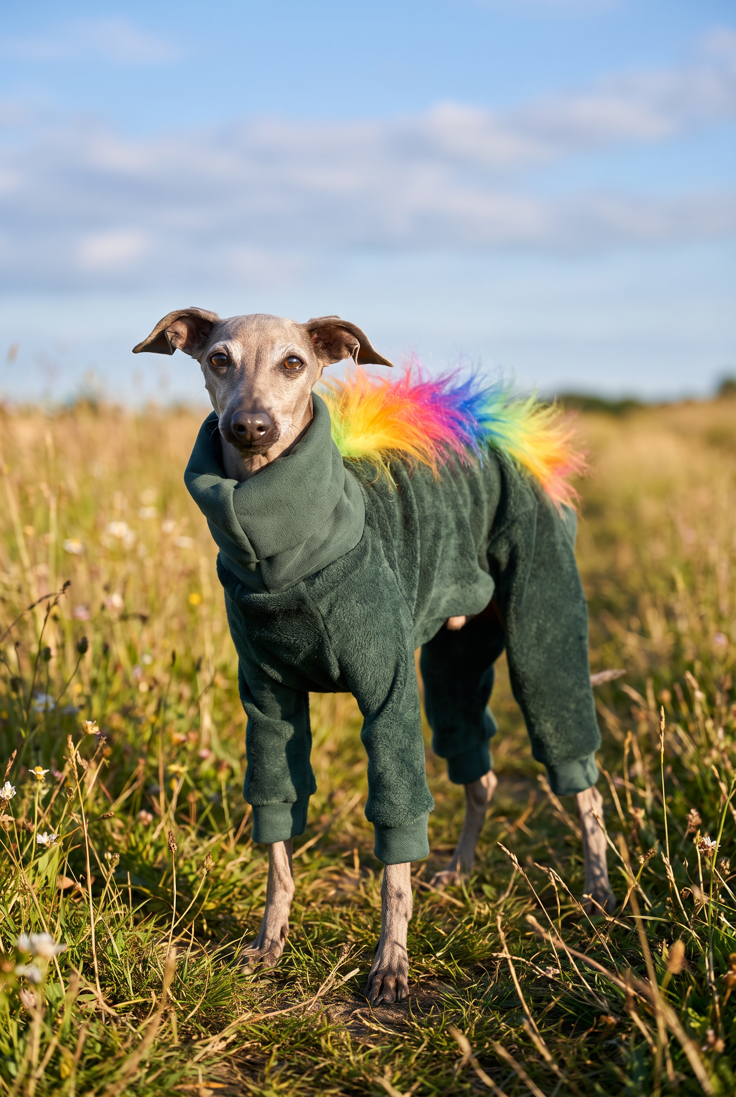 FUZZIES Fleece Lined Sweatshirt Suit - Rainbow