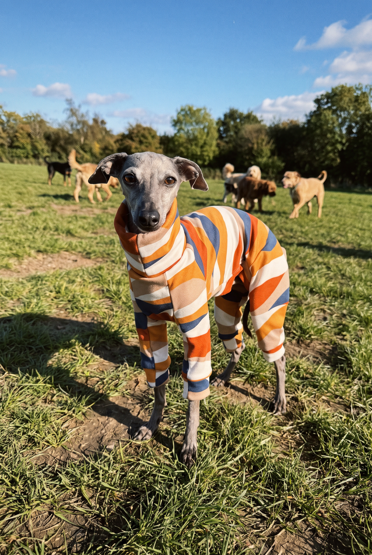 Italian Greyhound wearing a pink fleece four legged onesie
Italian Greyhound wearing handmade fleece dog clothing
Whippet wearing a warm winter coat
Whippet wearing a handmade UK dog coat
Italian Greyhound in colourful fleece jumper
Whippet wearing patterned sighthound clothing
Italian Greyhound wearing a cosy winter flee
Sighthound clothes UK
Sighthound coats
Dog clothing for Italian Greyhounds
Dog clothing for Whippets
Clothes for skinny dogs
Clothes for slim dogs
Clothing for small sighthounds
Handmade d