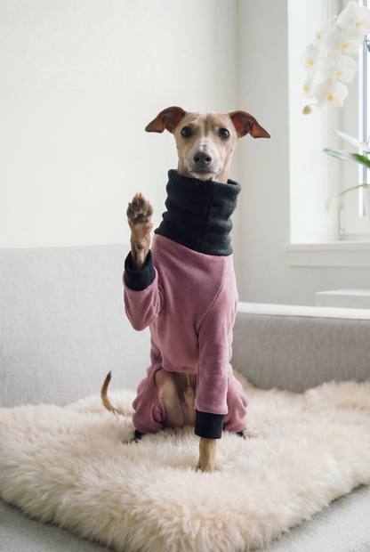 Fleece Lined Sweatshirt Suit - Pink & Black