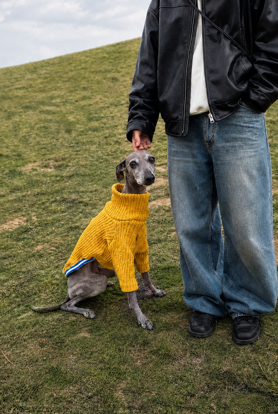 Italian Greyhound and Whippet clothing, sighthound jumpers, dog fleece, dog pyjamas, knitted dog sweaters, Whippet coats, Italian Greyhound jumpers, warm dog clothing, slim fit dogwear, luxury dog apparel, cosy dog fleece, dog hoodies, handmade sighthound clothing, lightweight dog coats, stylish dog outfits, winter dogwear for Whippets and Italian Greyhounds.