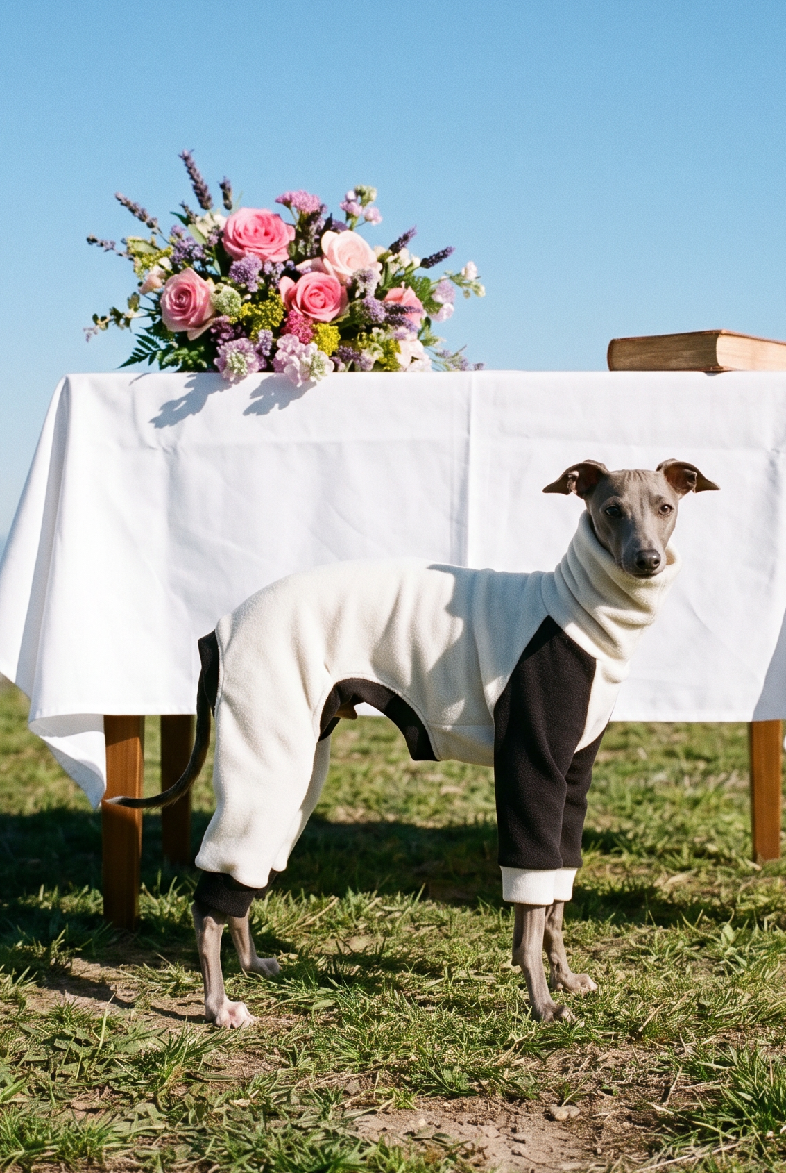Ultra-Stretch Fleece Suit - White & Black Tuxedo