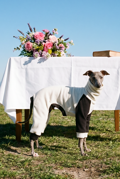 Ultra-Stretch Fleece Suit - White & Black Tuxedo