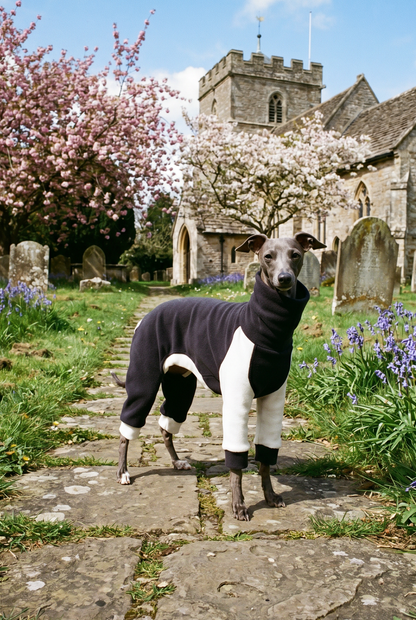 italian greyhound and whippet dog wedding tuxedo smart monochrome suit and bow tie.